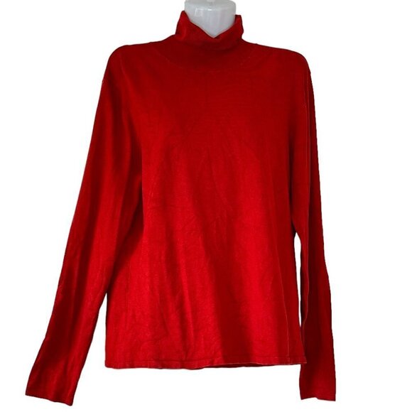 Peck & Peck Silk Turtleneck Sweater Chili Red Color Long Sleeve Women's Size XL - Picture 1 of 8